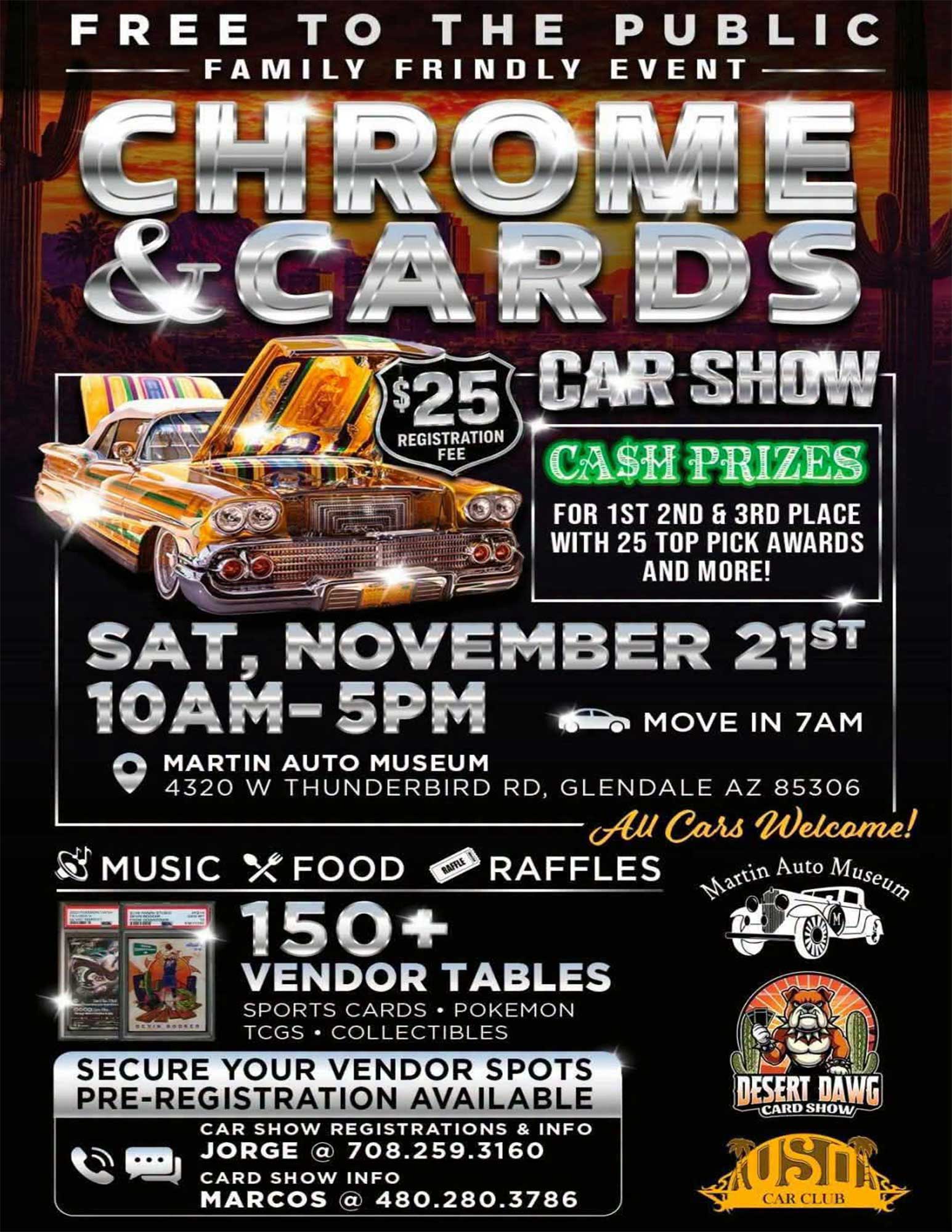 Official event image for Chrome & Cards Car Show